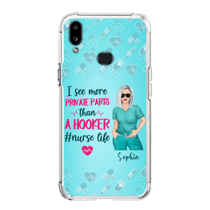 Custom Personalized Grumpy Old Nurse Phone Case - Gift For Nurse/ Mother's Day 2022 Gift - I See More Private Parts Than A Hooker - Case For iPhone And Samsung