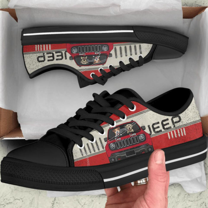 Custom Personalized Off-road & Dogs Sneakers - Gift for Off-road Lovers, Dog Lovers - Up to 2 Dogs