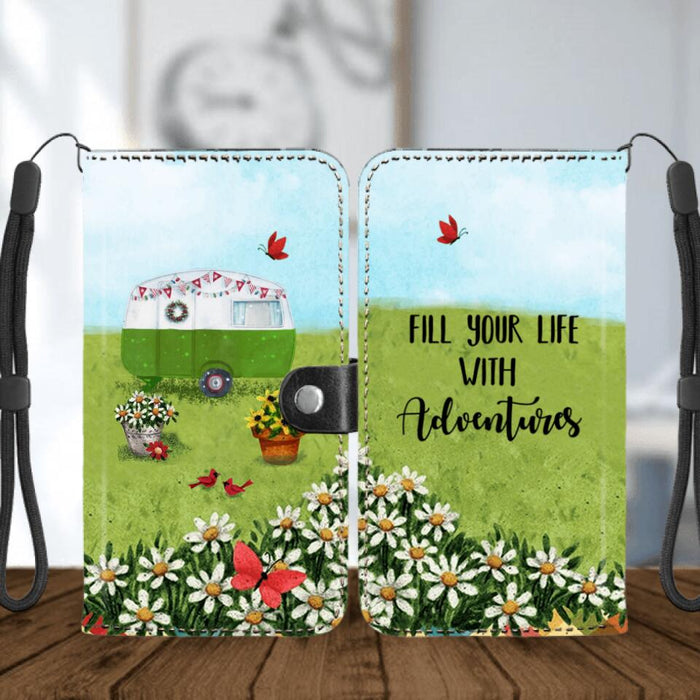 Custom Personalized Happy Campers Phone Wallets - Gift Idea For Camping Lover - Fill Your Life With Adventures