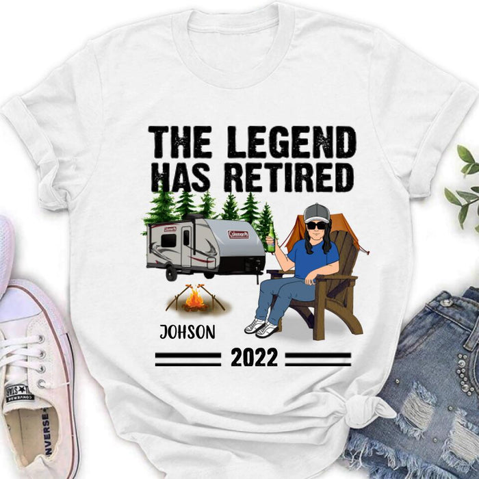 Custom Personalized Camping Retirement Shirt - Upto 4 People - Best Gift For Camping Lover - The Legend Has Retired