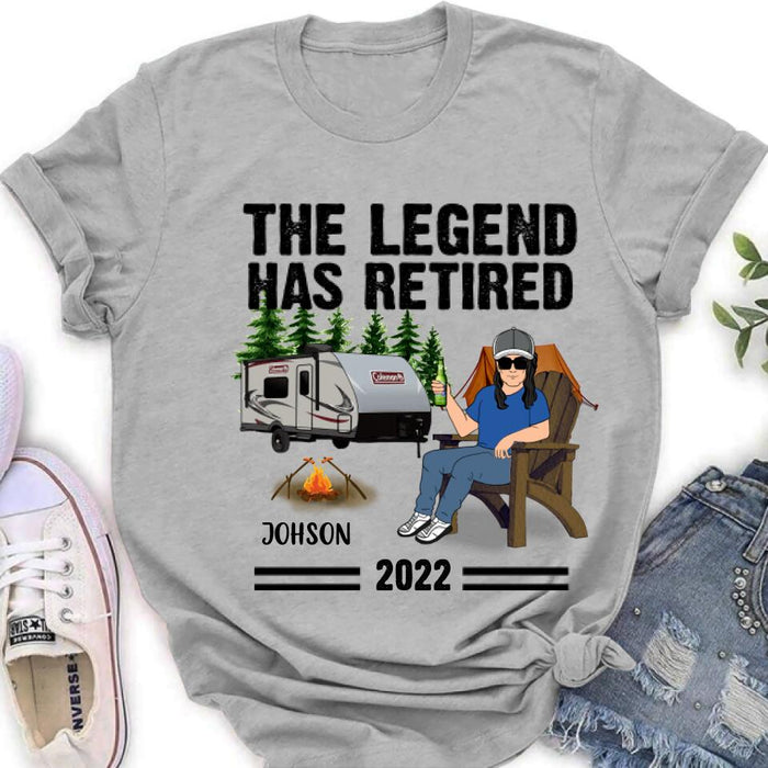 Custom Personalized Camping Retirement Shirt - Upto 4 People - Best Gift For Camping Lover - The Legend Has Retired