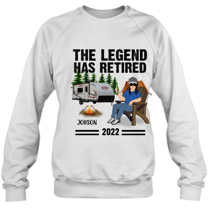 Custom Personalized Camping Retirement Shirt - Upto 4 People - Best Gift For Camping Lover - The Legend Has Retired