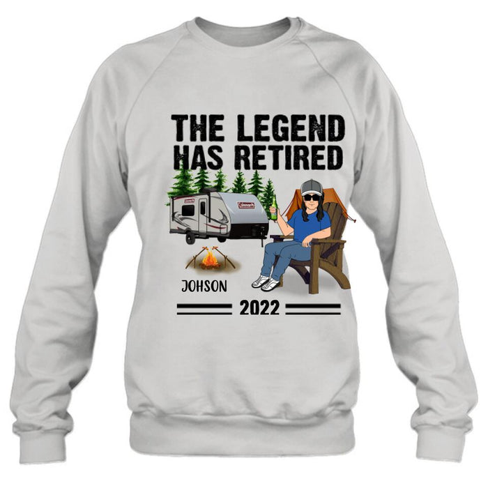 Custom Personalized Camping Retirement Shirt - Upto 4 People - Best Gift For Camping Lover - The Legend Has Retired