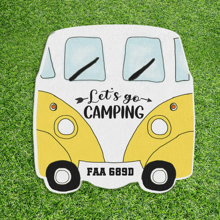 Custom Personalized Bus Camping Area Doormat - Gift Idea For Camping Lover - Let's Go Camping