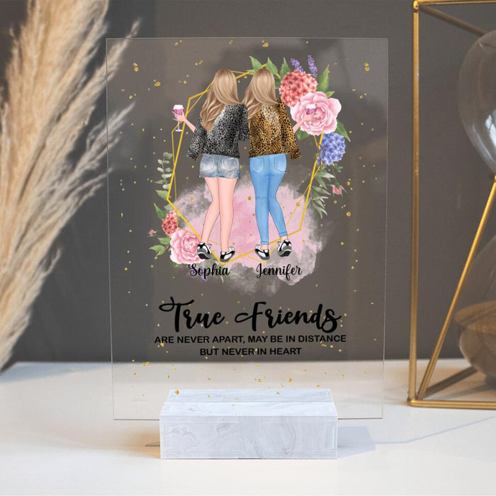 Custom Personalized Bestie Acrylic Plaque - Gift Idea For Best Friends - True Friend Are Never Apart, May Be In Distance But Never In Heart