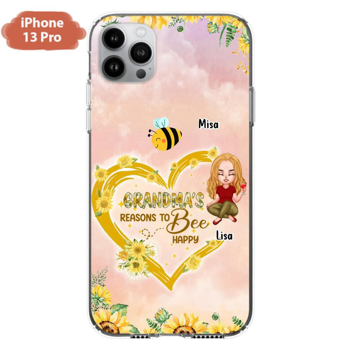 Custom Personalized Grandma Phone Case - Up to 6 Kids - Mother's Day Gift For Grandma - Grandma's Reasons To Bee Happy - Case For iPhone And Samsung