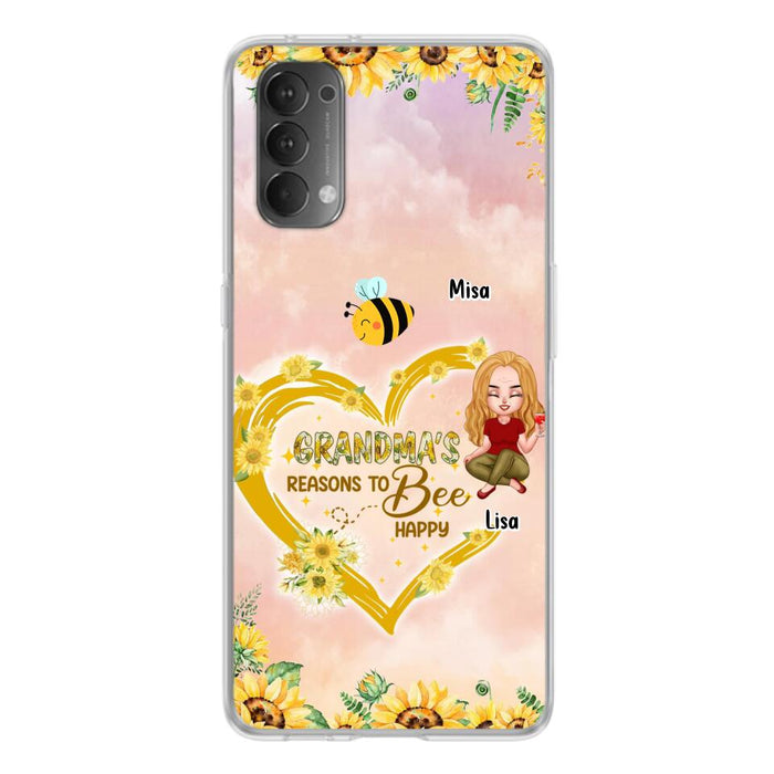 Custom Personalized Grandma Phone Case - Up to 6 Kids - Mother's Day Gift For Grandma - Grandma's Reasons To Bee Happy - Case For Xiaomi, Huawei And Oppo