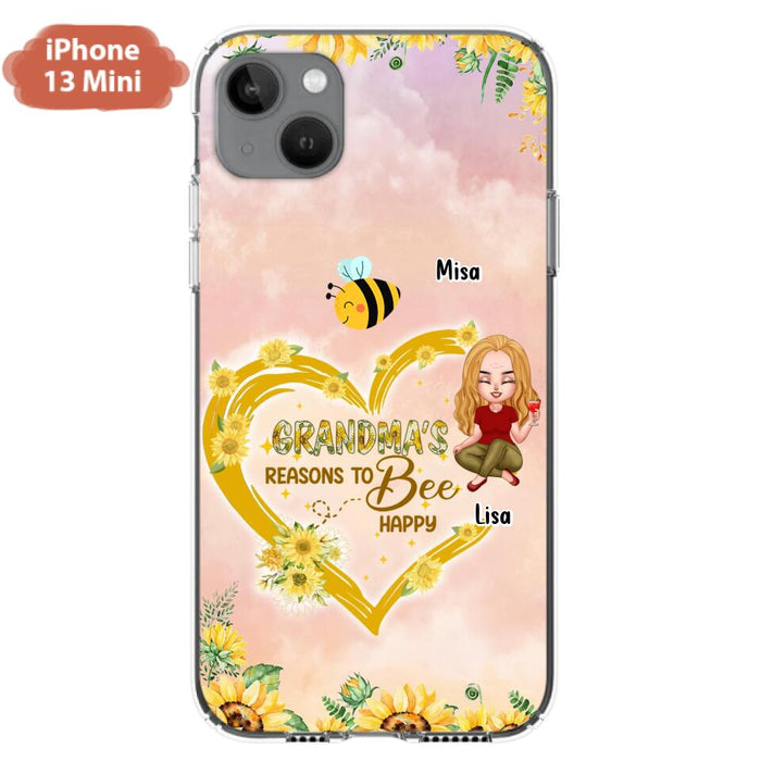 Custom Personalized Grandma Phone Case - Up to 6 Kids - Mother's Day Gift For Grandma - Grandma's Reasons To Bee Happy - Case For iPhone And Samsung