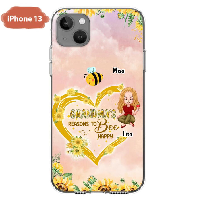 Custom Personalized Grandma Phone Case - Up to 6 Kids - Mother's Day Gift For Grandma - Grandma's Reasons To Bee Happy - Case For iPhone And Samsung