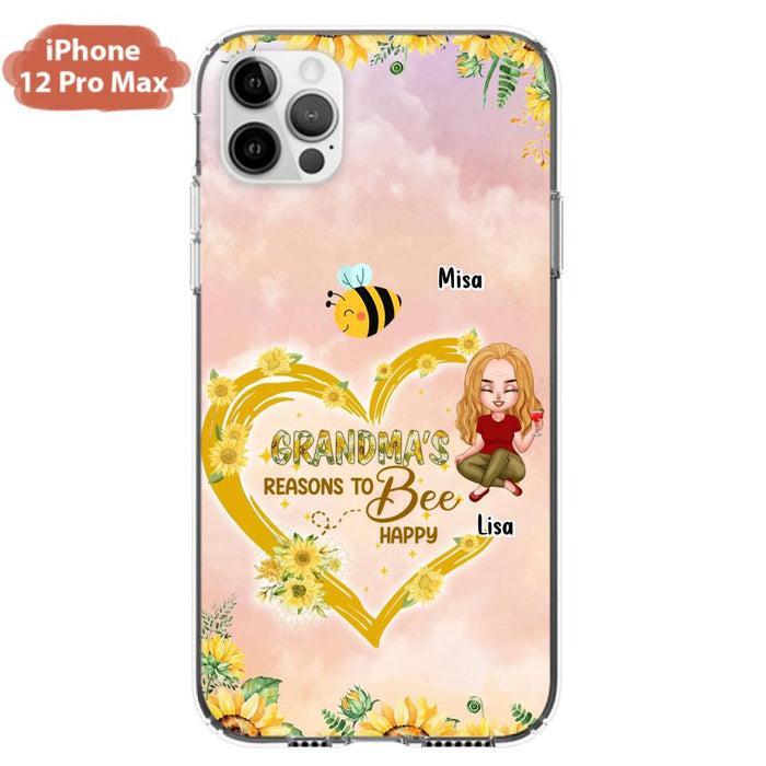 Custom Personalized Grandma Phone Case - Up to 6 Kids - Mother's Day Gift For Grandma - Grandma's Reasons To Bee Happy - Case For iPhone And Samsung