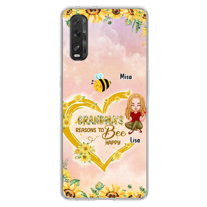 Custom Personalized Grandma Phone Case - Up to 6 Kids - Mother's Day Gift For Grandma - Grandma's Reasons To Bee Happy - Case For Xiaomi, Huawei And Oppo