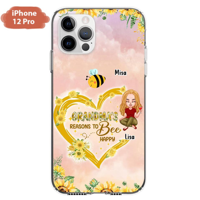 Custom Personalized Grandma Phone Case - Up to 6 Kids - Mother's Day Gift For Grandma - Grandma's Reasons To Bee Happy - Case For iPhone And Samsung