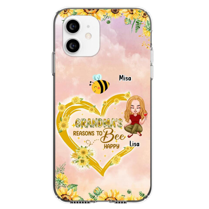 Custom Personalized Grandma Phone Case - Up to 6 Kids - Mother's Day Gift For Grandma - Grandma's Reasons To Bee Happy - Case For iPhone And Samsung