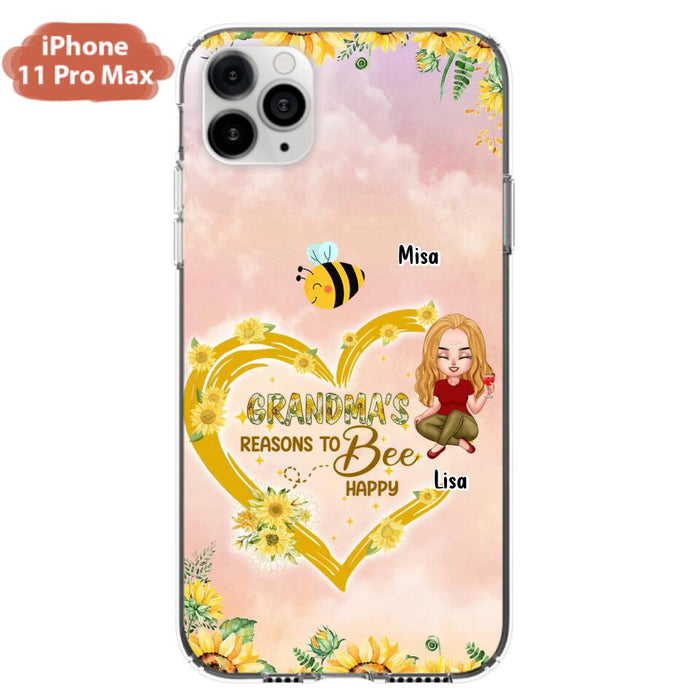 Custom Personalized Grandma Phone Case - Up to 6 Kids - Mother's Day Gift For Grandma - Grandma's Reasons To Bee Happy - Case For iPhone And Samsung