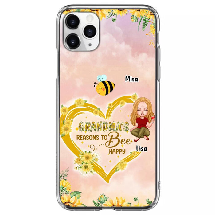 Custom Personalized Grandma Phone Case - Up to 6 Kids - Mother's Day Gift For Grandma - Grandma's Reasons To Bee Happy - Case For iPhone And Samsung