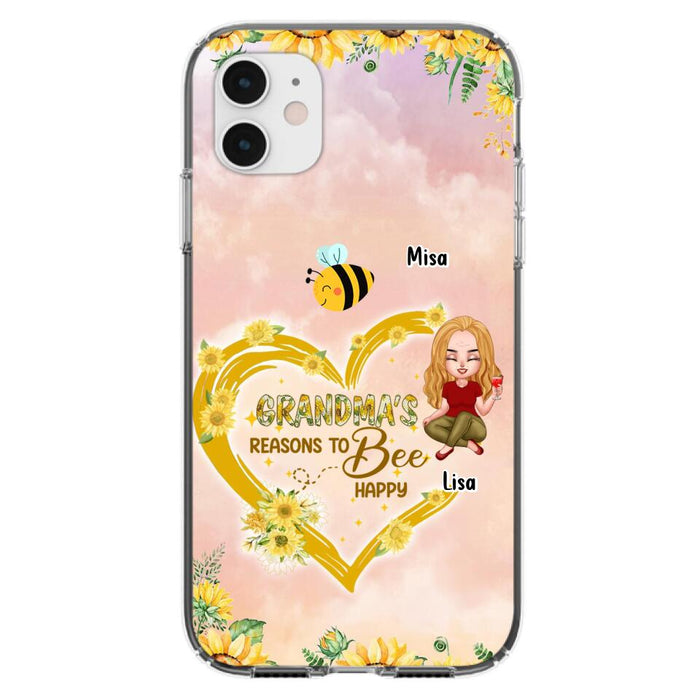 Custom Personalized Grandma Phone Case - Up to 6 Kids - Mother's Day Gift For Grandma - Grandma's Reasons To Bee Happy - Case For iPhone And Samsung