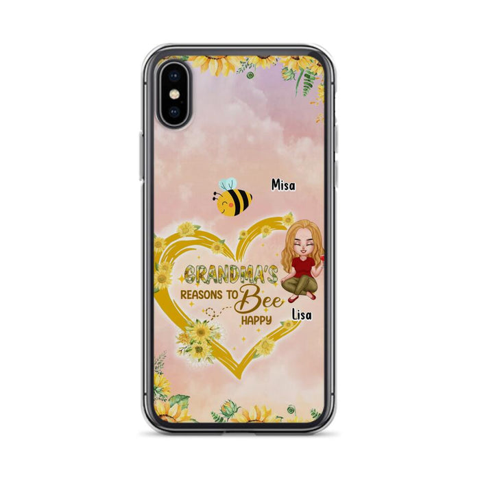 Custom Personalized Grandma Phone Case - Up to 6 Kids - Mother's Day Gift For Grandma - Grandma's Reasons To Bee Happy - Case For iPhone And Samsung