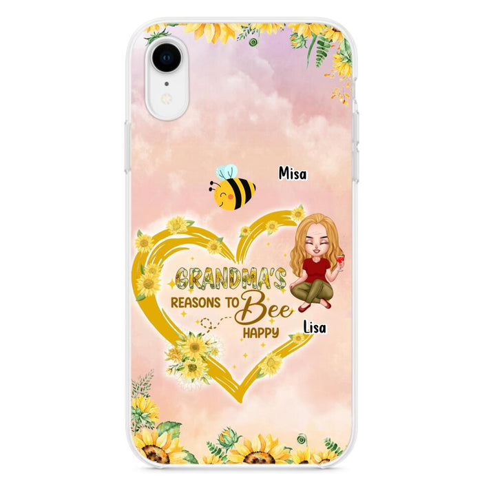 Custom Personalized Grandma Phone Case - Up to 6 Kids - Mother's Day Gift For Grandma - Grandma's Reasons To Bee Happy - Case For iPhone And Samsung