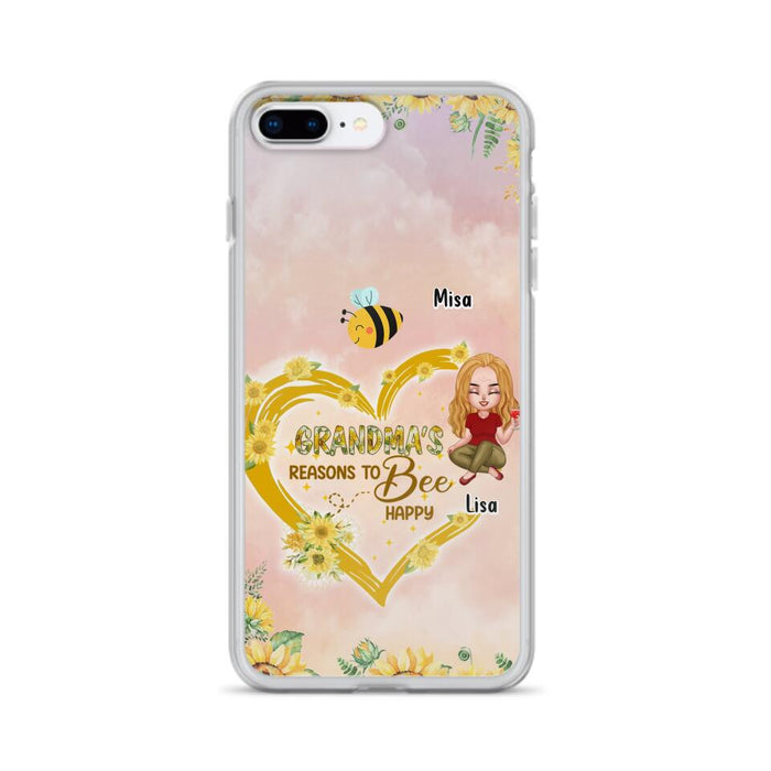 Custom Personalized Grandma Phone Case - Up to 6 Kids - Mother's Day Gift For Grandma - Grandma's Reasons To Bee Happy - Case For iPhone And Samsung