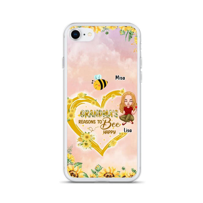 Custom Personalized Grandma Phone Case - Up to 6 Kids - Mother's Day Gift For Grandma - Grandma's Reasons To Bee Happy - Case For iPhone And Samsung