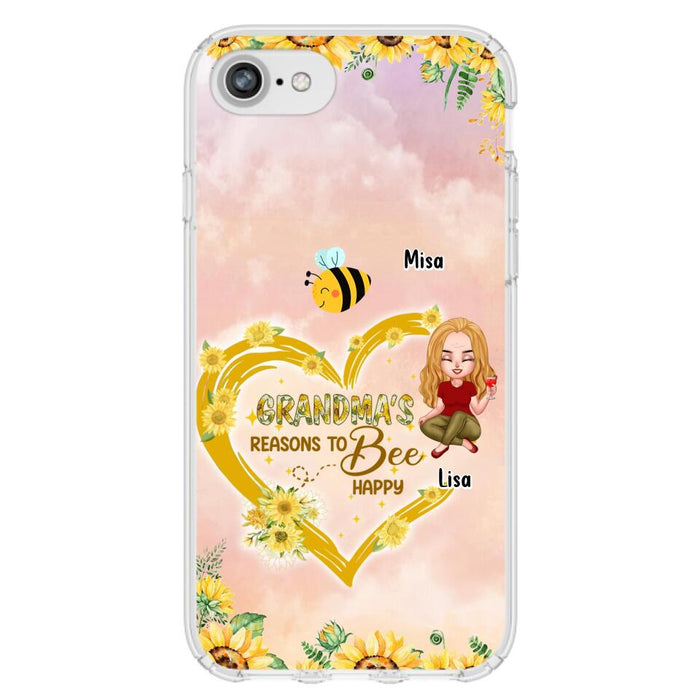 Custom Personalized Grandma Phone Case - Up to 6 Kids - Mother's Day Gift For Grandma - Grandma's Reasons To Bee Happy - Case For iPhone And Samsung