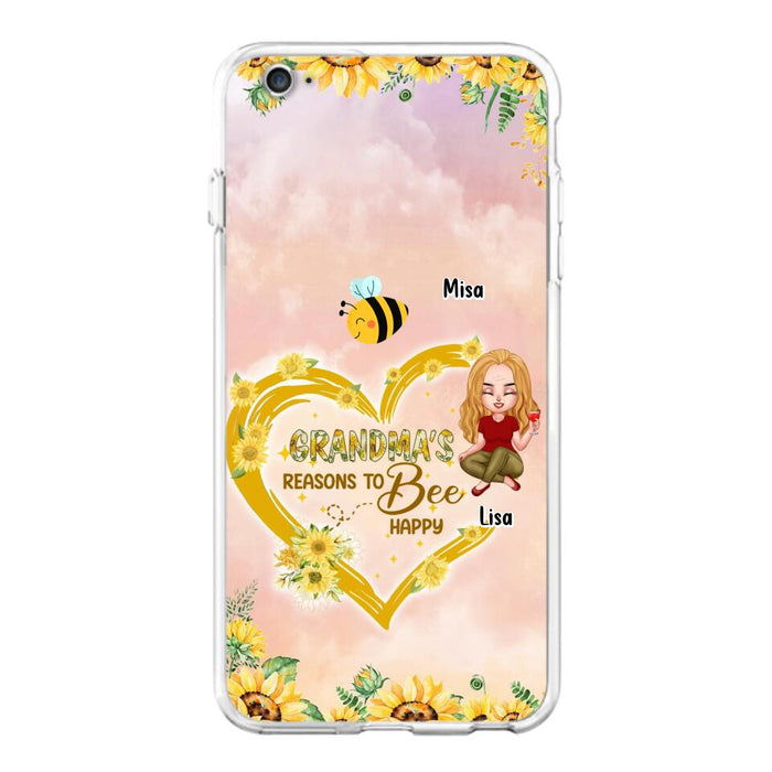 Custom Personalized Grandma Phone Case - Up to 6 Kids - Mother's Day Gift For Grandma - Grandma's Reasons To Bee Happy - Case For iPhone And Samsung