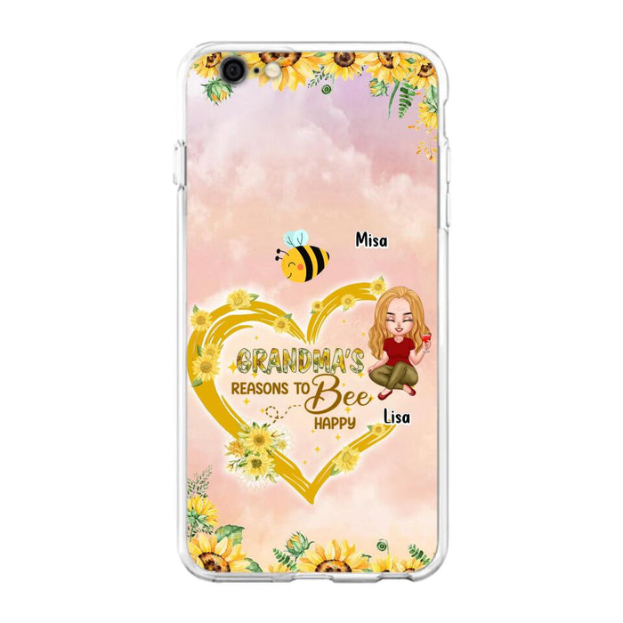 Custom Personalized Grandma Phone Case - Up to 6 Kids - Mother's Day Gift For Grandma - Grandma's Reasons To Bee Happy - Case For iPhone And Samsung