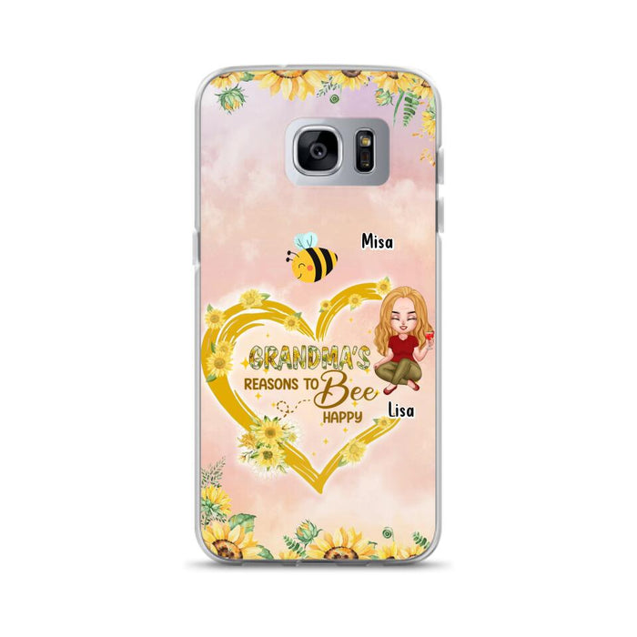 Custom Personalized Grandma Phone Case - Up to 6 Kids - Mother's Day Gift For Grandma - Grandma's Reasons To Bee Happy - Case For iPhone And Samsung