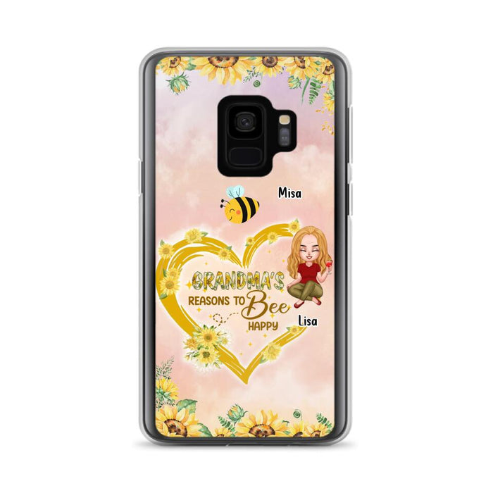 Custom Personalized Grandma Phone Case - Up to 6 Kids - Mother's Day Gift For Grandma - Grandma's Reasons To Bee Happy - Case For iPhone And Samsung