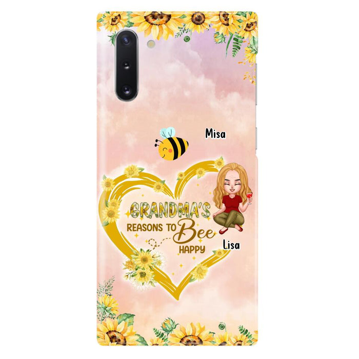 Custom Personalized Grandma Phone Case - Up to 6 Kids - Mother's Day Gift For Grandma - Grandma's Reasons To Bee Happy - Case For iPhone And Samsung