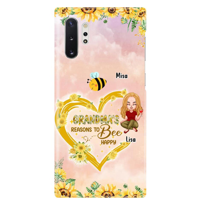 Custom Personalized Grandma Phone Case - Up to 6 Kids - Mother's Day Gift For Grandma - Grandma's Reasons To Bee Happy - Case For iPhone And Samsung