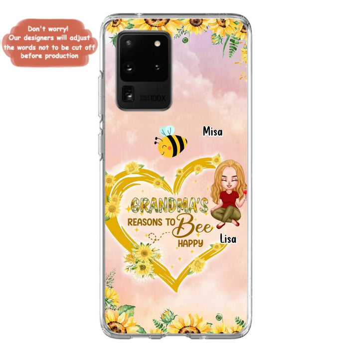 Custom Personalized Grandma Phone Case - Up to 6 Kids - Mother's Day Gift For Grandma - Grandma's Reasons To Bee Happy - Case For iPhone And Samsung