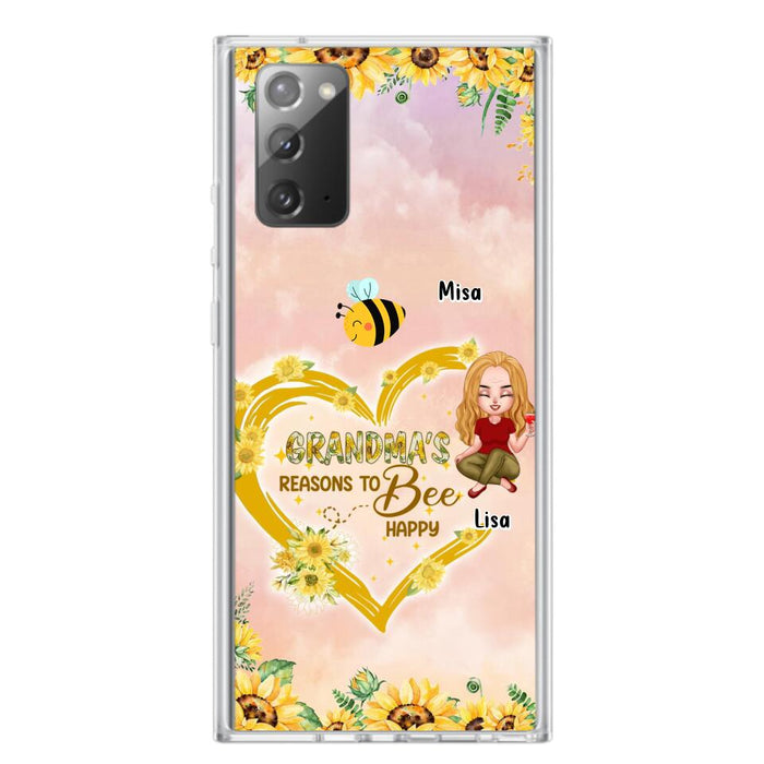 Custom Personalized Grandma Phone Case - Up to 6 Kids - Mother's Day Gift For Grandma - Grandma's Reasons To Bee Happy - Case For iPhone And Samsung