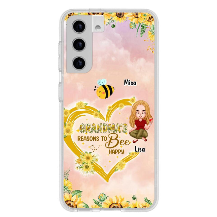 Custom Personalized Grandma Phone Case - Up to 6 Kids - Mother's Day Gift For Grandma - Grandma's Reasons To Bee Happy - Case For iPhone And Samsung