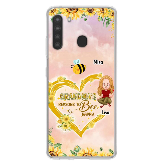 Custom Personalized Grandma Phone Case - Up to 6 Kids - Mother's Day Gift For Grandma - Grandma's Reasons To Bee Happy - Case For iPhone And Samsung