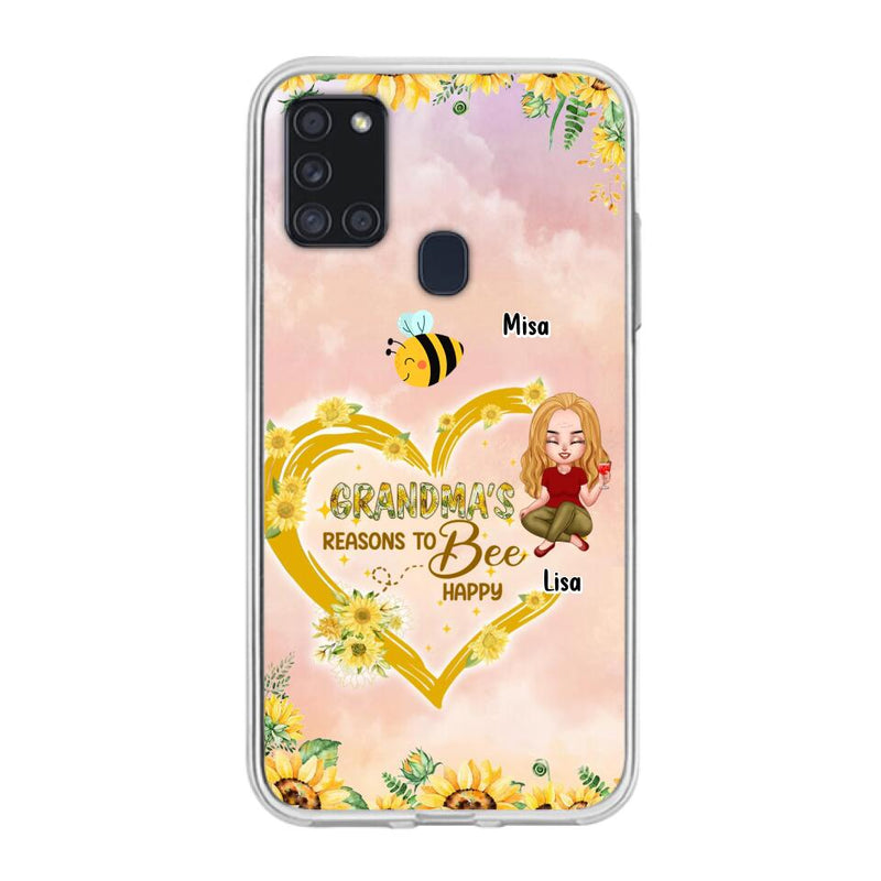 Custom Personalized Grandma Phone Case - Up to 6 Kids - Mother's Day Gift For Grandma - Grandma's Reasons To Bee Happy - Case For iPhone And Samsung