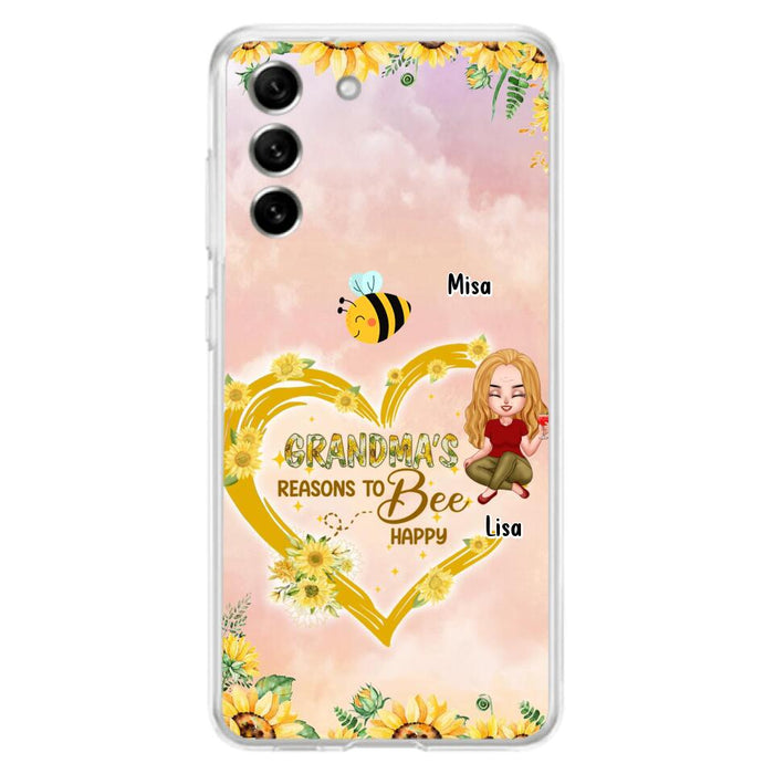 Custom Personalized Grandma Phone Case - Up to 6 Kids - Mother's Day Gift For Grandma - Grandma's Reasons To Bee Happy - Case For iPhone And Samsung