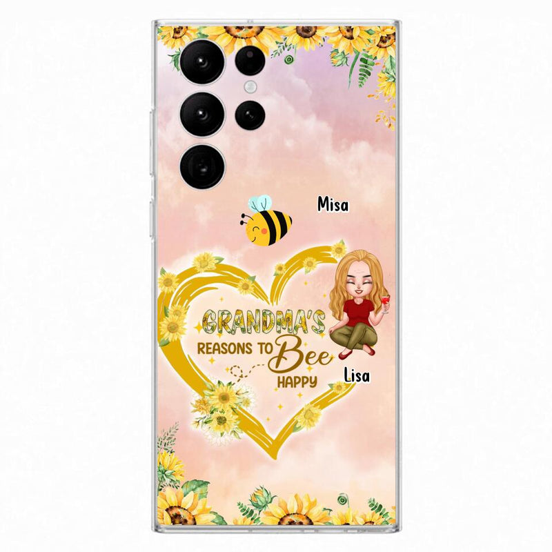 Custom Personalized Grandma Phone Case - Up to 6 Kids - Mother's Day Gift For Grandma - Grandma's Reasons To Bee Happy - Case For iPhone And Samsung