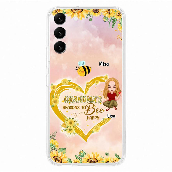 Custom Personalized Grandma Phone Case - Up to 6 Kids - Mother's Day Gift For Grandma - Grandma's Reasons To Bee Happy - Case For iPhone And Samsung