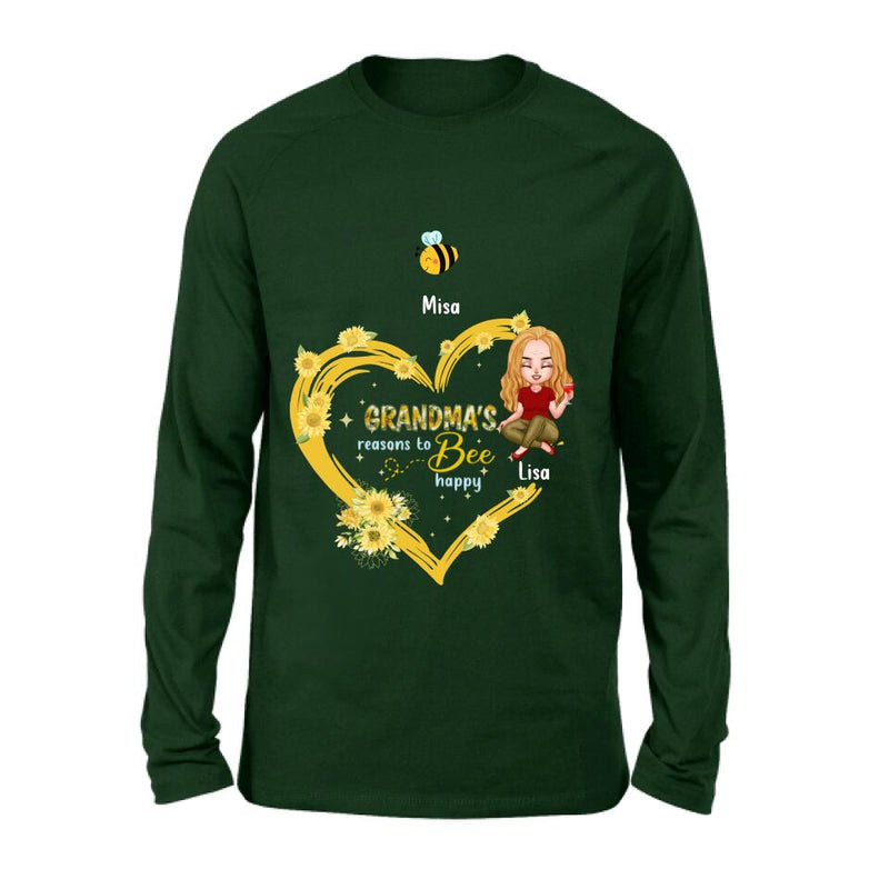 Personalized Grandma Shirt - Up to 6 Kids - Mother's Day Gift For Grandma - Grandma's Reasons To Bee Happy