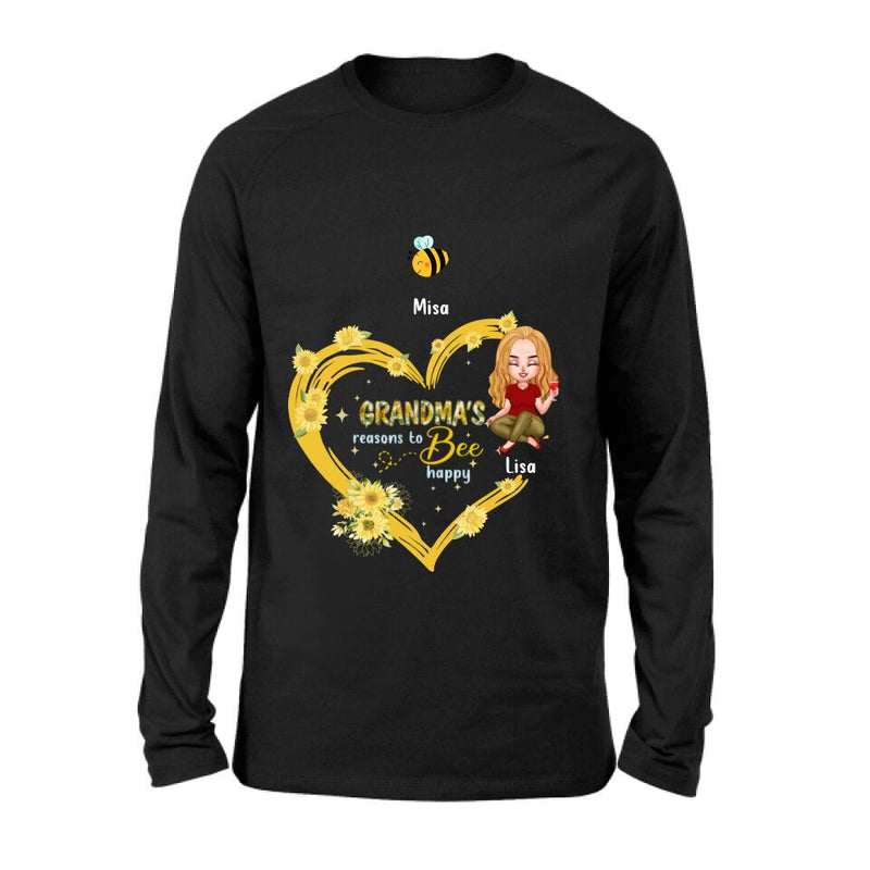 Personalized Grandma Shirt - Up to 6 Kids - Mother's Day Gift For Grandma - Grandma's Reasons To Bee Happy