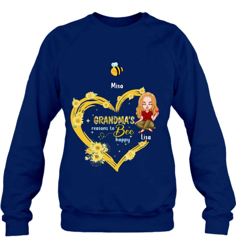 Personalized Grandma Shirt - Up to 6 Kids - Mother's Day Gift For Grandma - Grandma's Reasons To Bee Happy