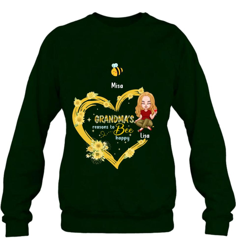 Personalized Grandma Shirt - Up to 6 Kids - Mother's Day Gift For Grandma - Grandma's Reasons To Bee Happy