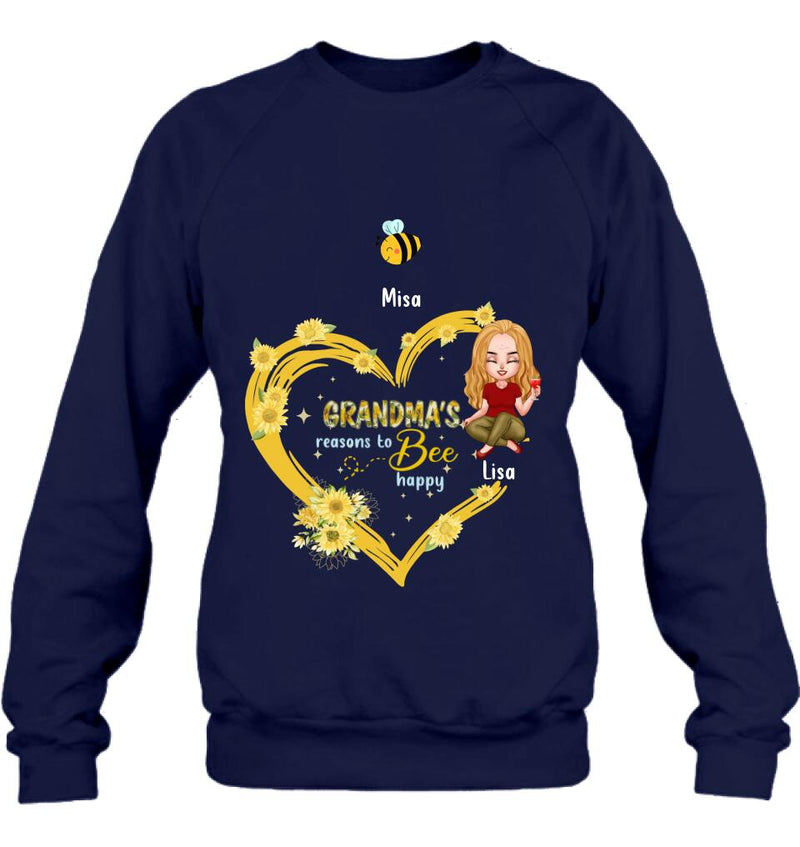 Personalized Grandma Shirt - Up to 6 Kids - Mother's Day Gift For Grandma - Grandma's Reasons To Bee Happy