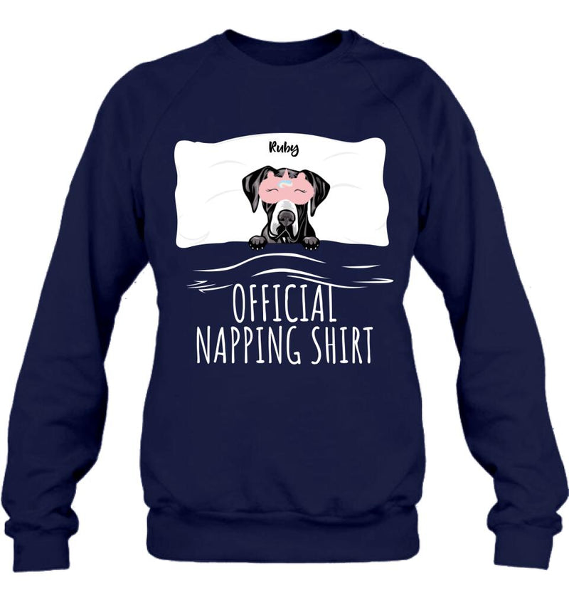 Personalized Dog Official Napping Shirt/Pullover Hoodie - Up to 3 Dogs - Gift Idea For Dog Lover