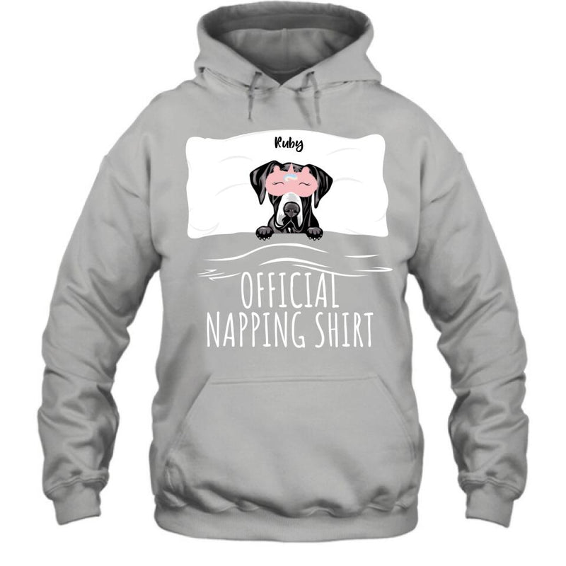 Personalized Dog Official Napping Shirt/Pullover Hoodie - Up to 3 Dogs - Gift Idea For Dog Lover