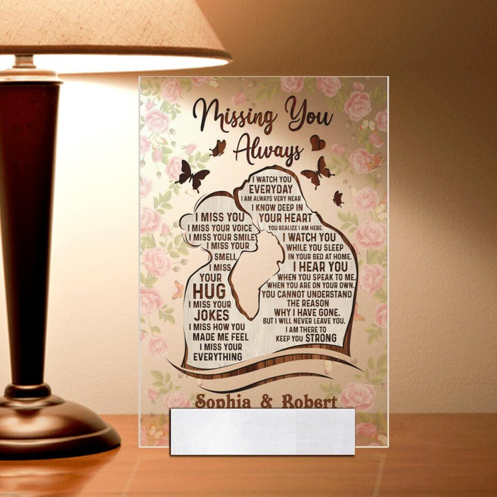 Custom Personalized Couple Acrylic Plaque - Gift Idea For Couple/Lovers - Missing You Always, I Watch You Everyday
