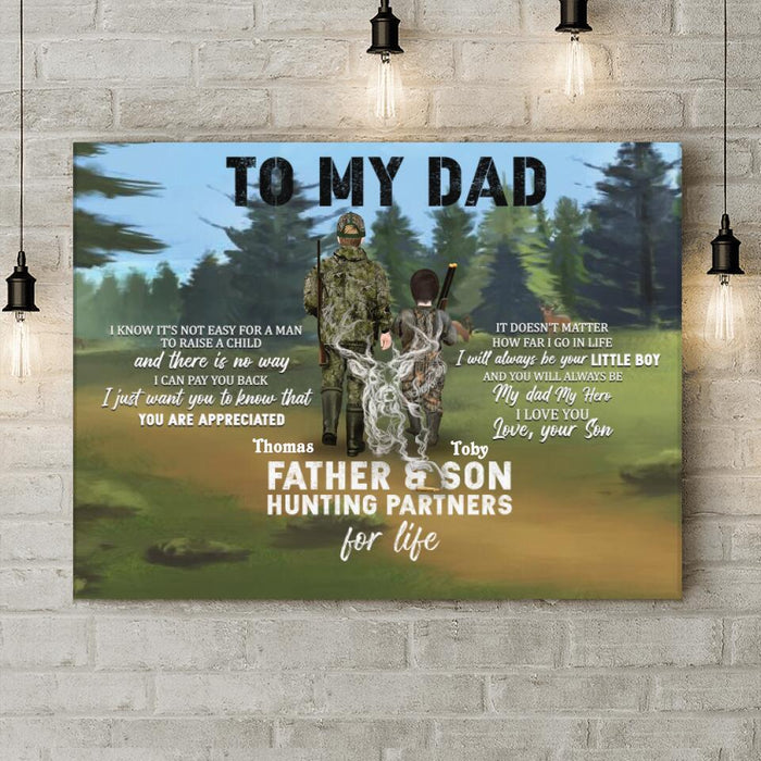 Custom Personalized Hunting Canvas - Gift Idea For Father's Day - Father And Son Hunting Partners For Life