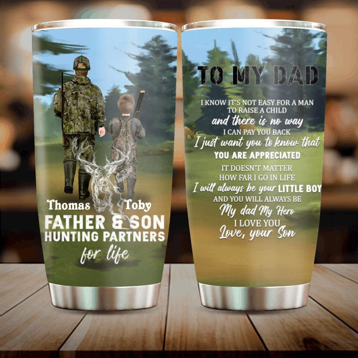 Custom Personalized Hunting Tumbler - Gift Idea For Father's Day - Father And Son Hunting Partners For Life