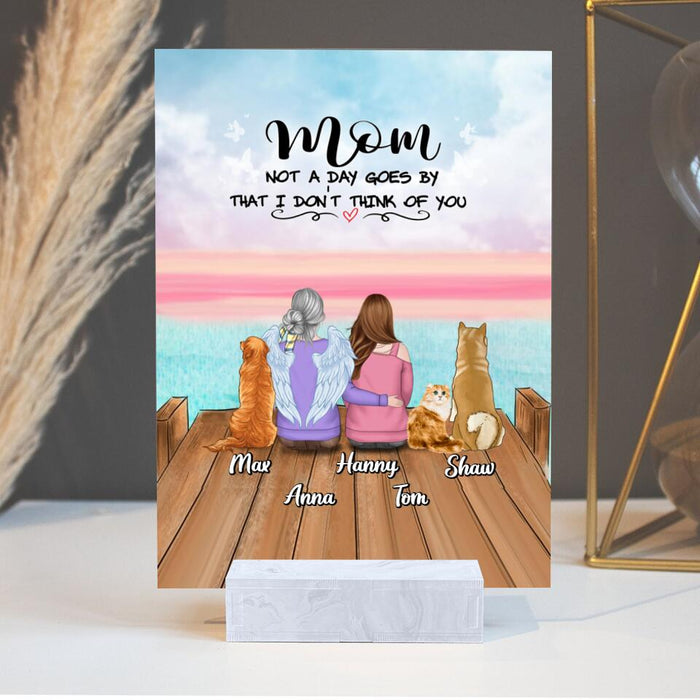 Custom Personalized Memorial Mom/ Dad Acrylic Plaque - Memorial Gift Idea - Not A Day Goes By That I Don't Think Of You